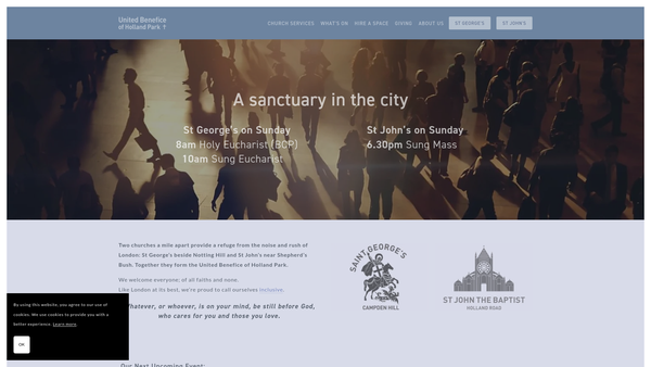 Screenshot of the The Parochial Church Council Of The Ecclesiastical Parish Of Saint John The Baptist, Holland Road, Diocese Of Kensington website