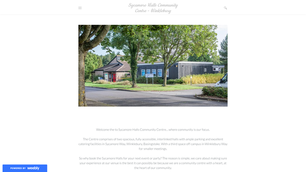 Screenshot of the Sycamore Halls Community Association website