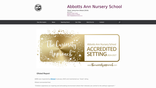 Screenshot of the Abbotts Ann Nursery School website