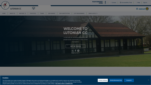 Screenshot of the Lutonian Cricket Club website