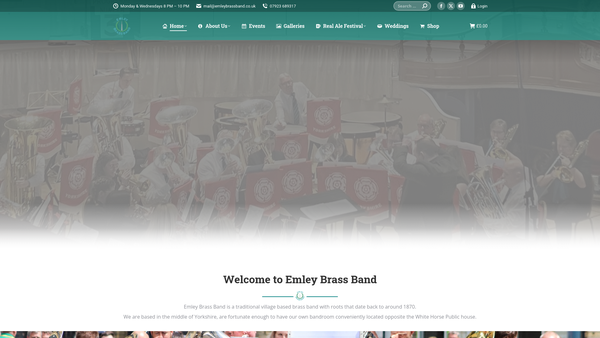 Screenshot of the Emley Brass Band website