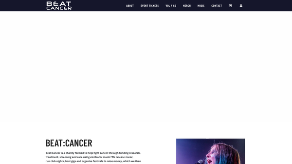 Screenshot of the Beat:cancer website