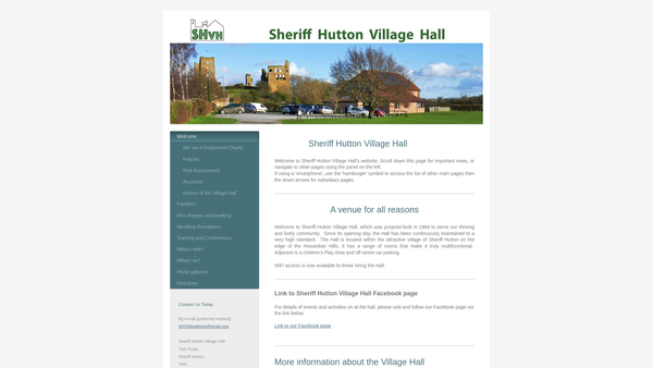 Screenshot of the Sheriff Hutton Village Hall website