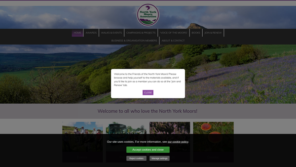 Screenshot of the North Yorkshire Moors Association website
