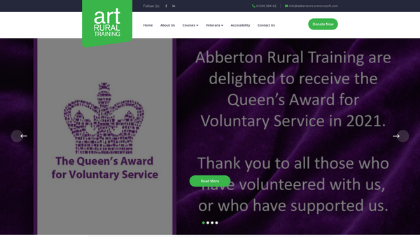 Screenshot of the Abberton Rural Training website
