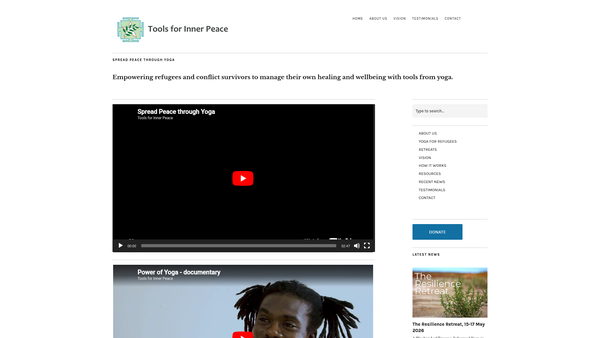 Screenshot of the Tools For Inner Peace website