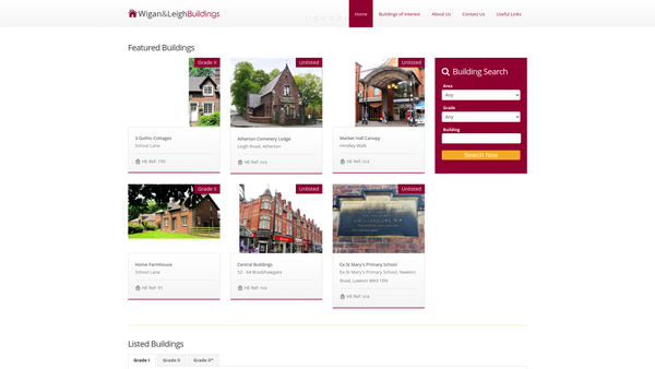 Screenshot of the Wigan Building Preservation Trust website