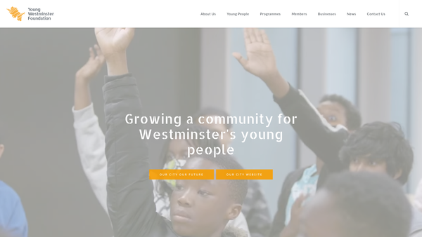 Screenshot of the Young Westminster Foundation website