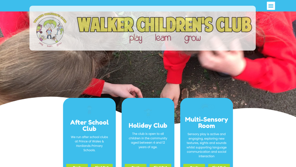Screenshot of the Walker After School Club T/A Walker Children's Club website