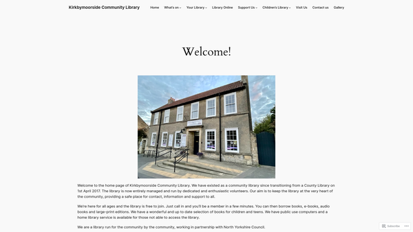 Screenshot of the Kirkbymoorside Community Library website