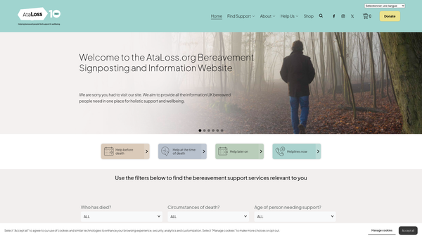 Screenshot of the At A Loss.org website