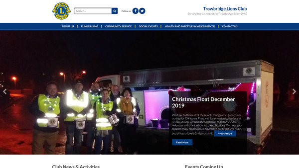 Screenshot of the Lions Club Of Trowbridge website