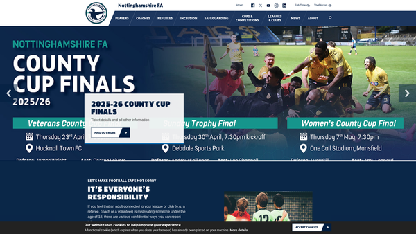 Screenshot of the Nottingham City Of Football Limited website