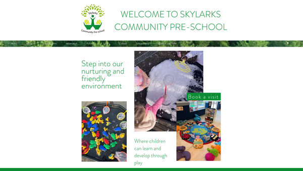 Screenshot of the Skylarks Community Pre-School website