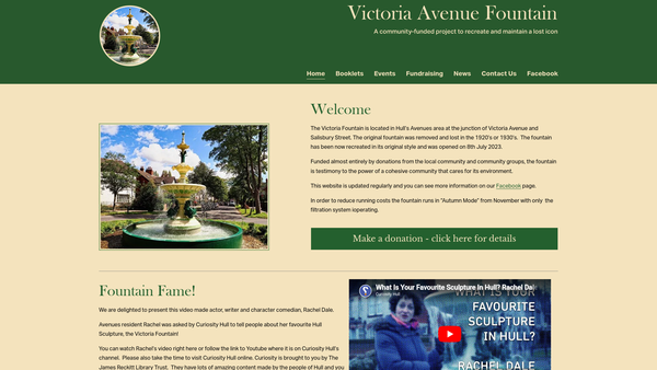 Screenshot of the Victoria Fountain website