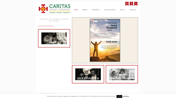 Screenshot of the Caritas Diocese Of Shrewsbury website