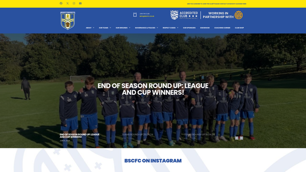 Screenshot of the Bishop's Stortford Community Football Club Limited website