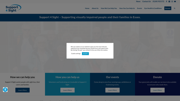 Screenshot of the Support 4 Sight website