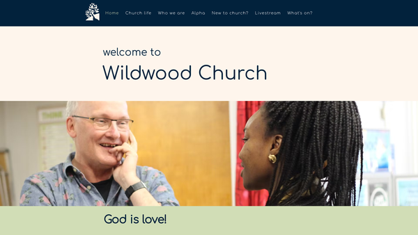 Screenshot of the Wildwood Church Stafford website