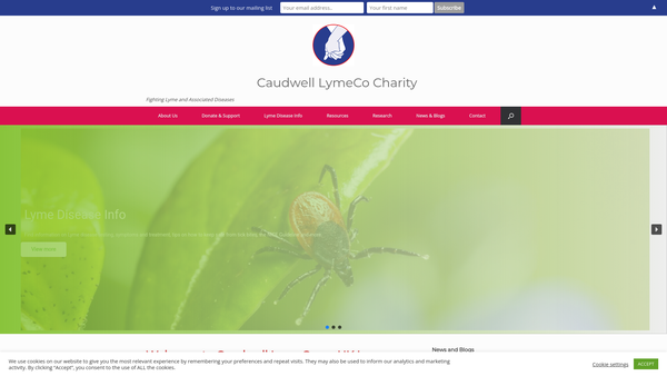 Screenshot of the Caudwell Lyme Disease website