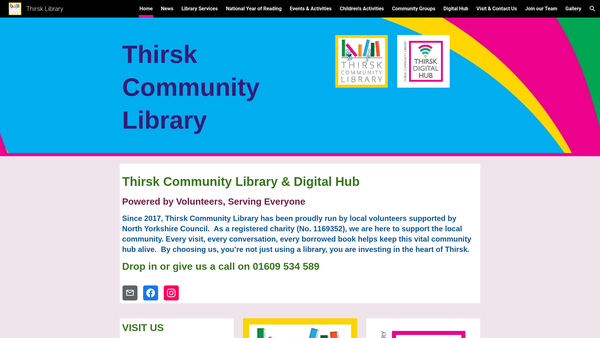 Screenshot of the Thirsk Community Library website
