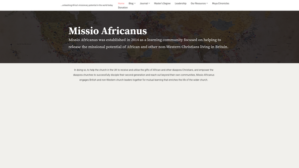 Screenshot of the Missio Africanus website