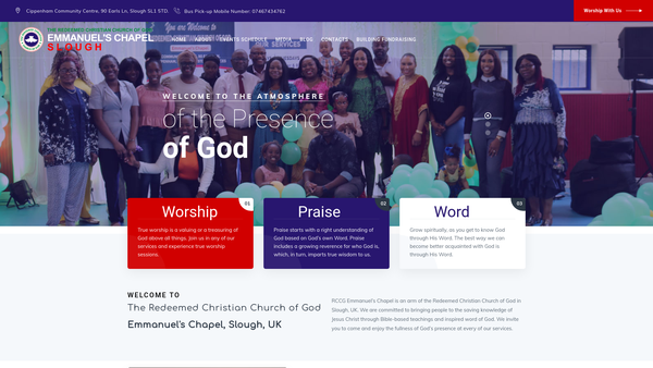 Screenshot of the The Redeemed Christian Church Of God Emmanuel's Chapel website