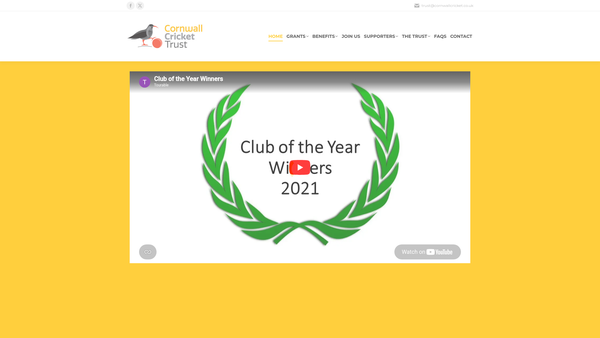 Screenshot of the The Cornwall Cricket Trust website