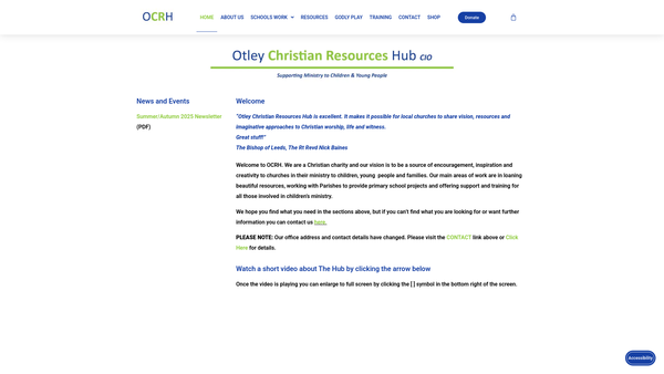 Screenshot of the Otley Christian Resources Hub website