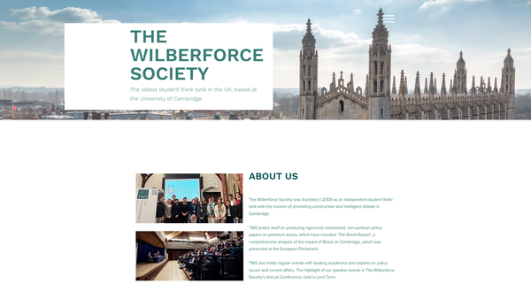 Screenshot of the The Wilberforce Society website
