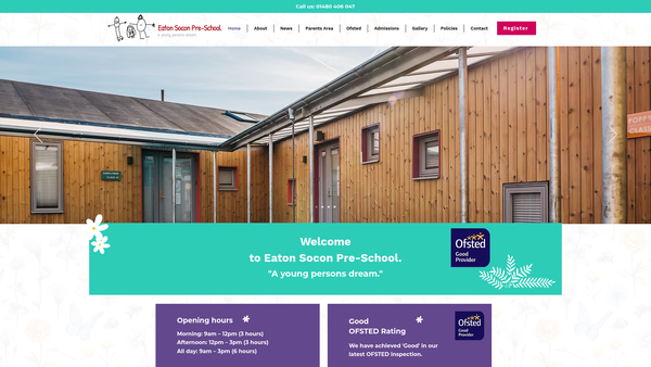 Screenshot of the Eaton Socon Pre-School website