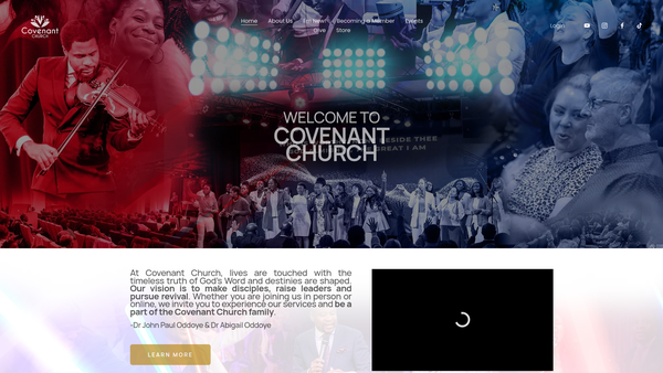 Screenshot of the Covenant Church website