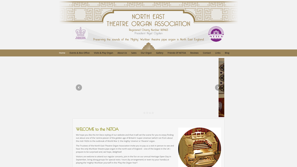 Screenshot of the North East Theatre Organ Association website