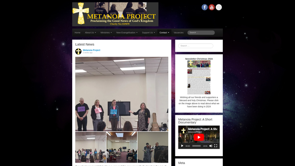 Screenshot of the Metanoia Project website
