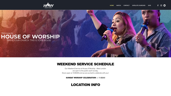 Screenshot of the House Of Worship Christian Church website