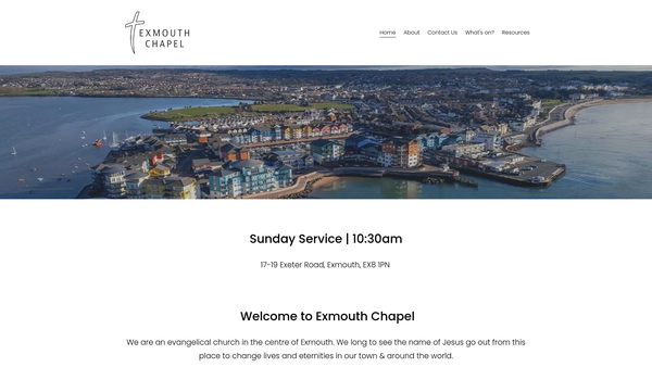 Screenshot of the Exmouth Chapel website