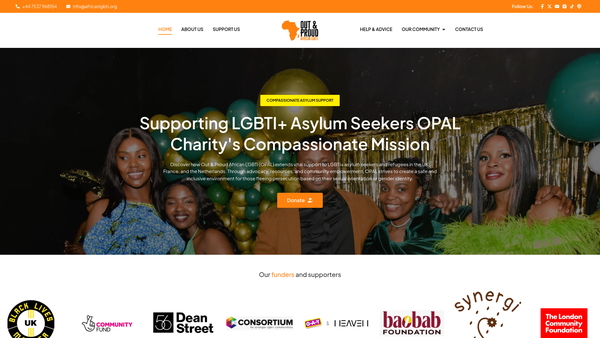 Screenshot of the Out & Proud African Lgbti website