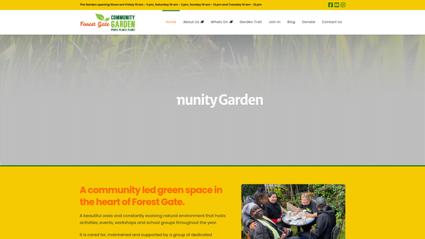 Screenshot of the Forest Gate Community Garden website