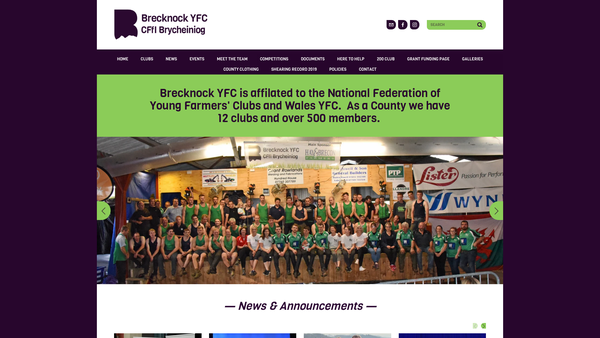 Screenshot of the Brecknock Federation Of YFC website