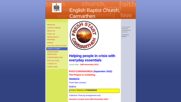Screenshot of the Lammas Street Centre, Carmarthen website