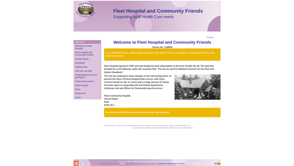 Screenshot of the Fleet Hospital And Community Friends website