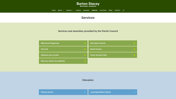 Screenshot of the Barton Stacey Village Hall website