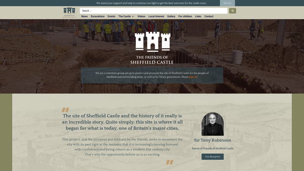 Screenshot of the The Friends Of Sheffield Castle website