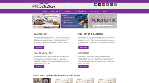 Screenshot of the Fnd Action website