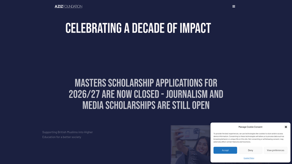 Screenshot of the The Aziz Foundation website