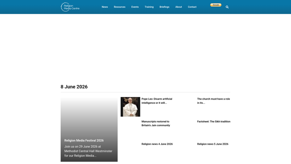 Screenshot of the Religion Media Centre website