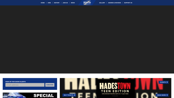 Screenshot of the Zenith Youth Theatre Company website