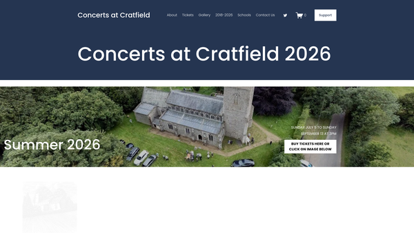 Screenshot of the Concerts At Cratfield CIO website