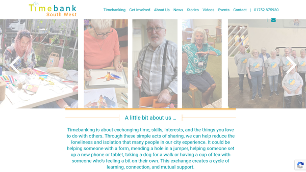 Screenshot of the Timebank South West website