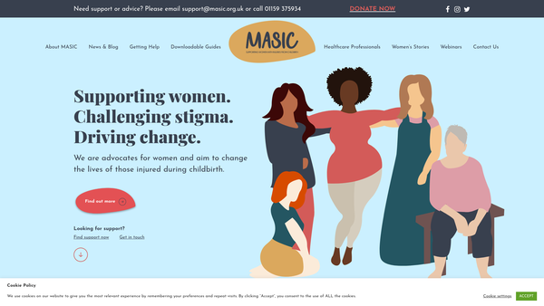 Screenshot of the The Masic Foundation: Mothers With Anal Sphincter Injuries In Childbirth website